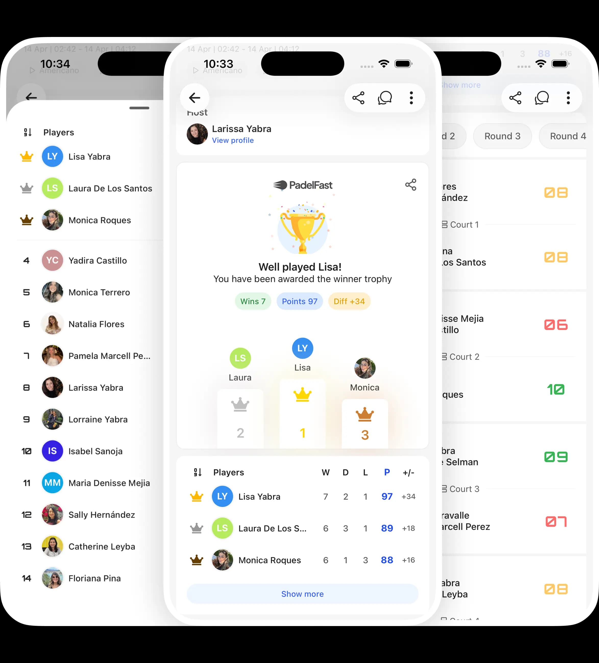 Track tournaments in real-time and get an overview of match results, points, and rankings on all devices and platforms.